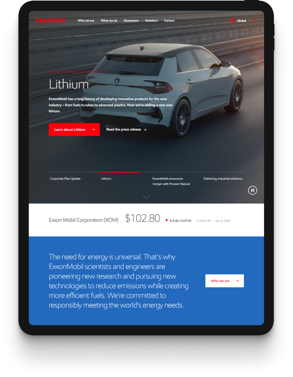 Корпоративный сайт ExxonMobil