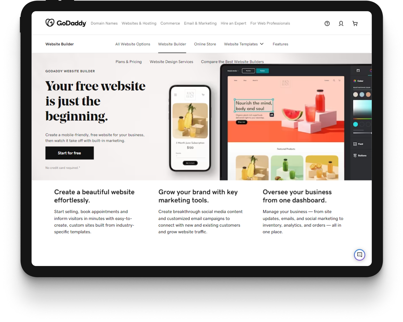 GoDaddy - сайт для создания сайтов