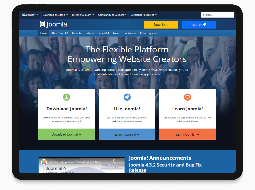 Платформа для создания сайтов Joomla