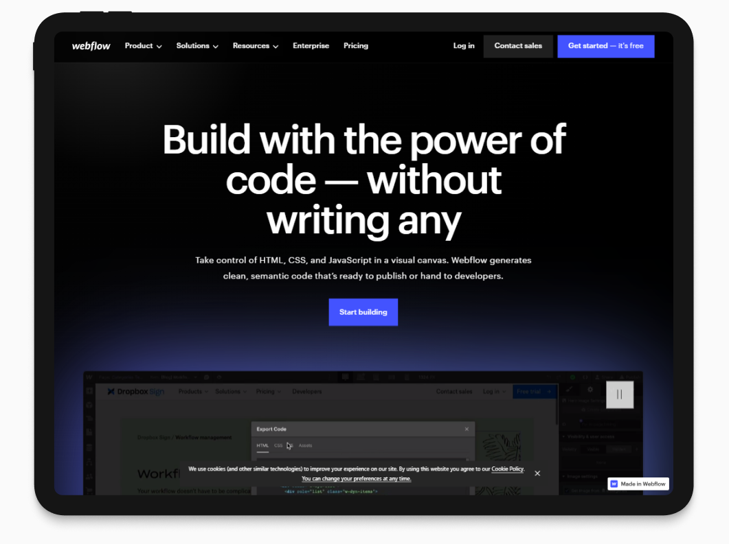 Конструктор сайтов Webflow